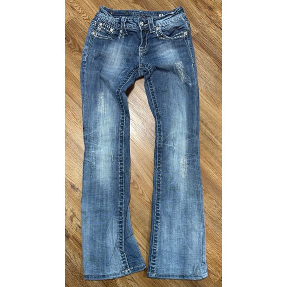 Miss Me JES641BL Boot Bootcut Jeans Bling Embroidered Size 25 - Picture 2 of 7